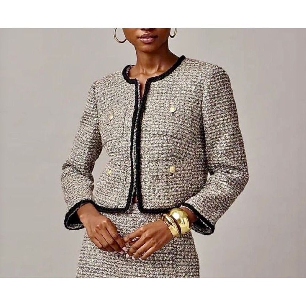 J. Crew Collection Louisa lady jacket Blazer size 16 tinsel tweed Wool Blend Me - Picture 2 of 15